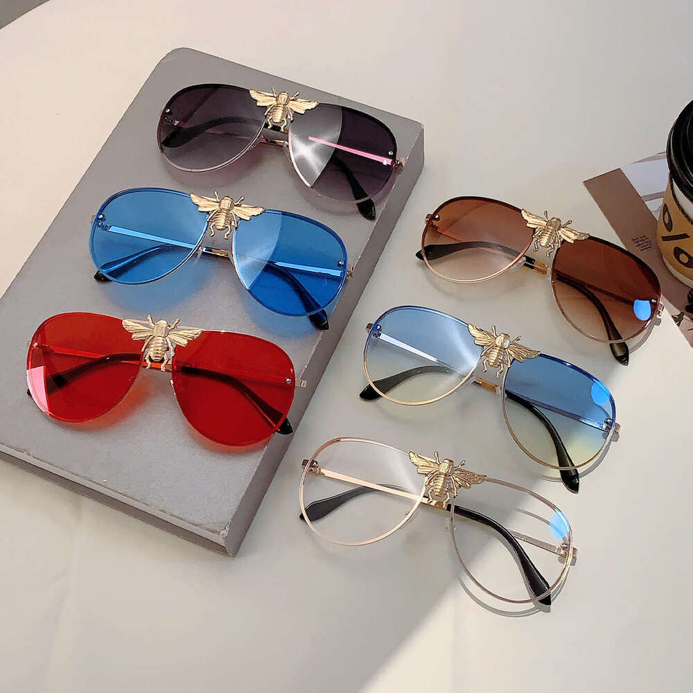 New European And American Bee Toad Mirror Fashion Metal Retro Large Frame Internet Celebrity Same Style Sunglasses