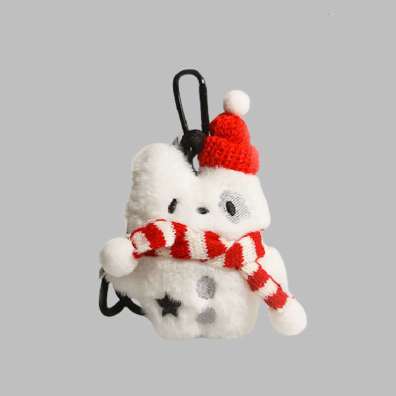 Cute Christmas little white with glasses plush toy bag pendant, spotted dog backpack decoration, student gift