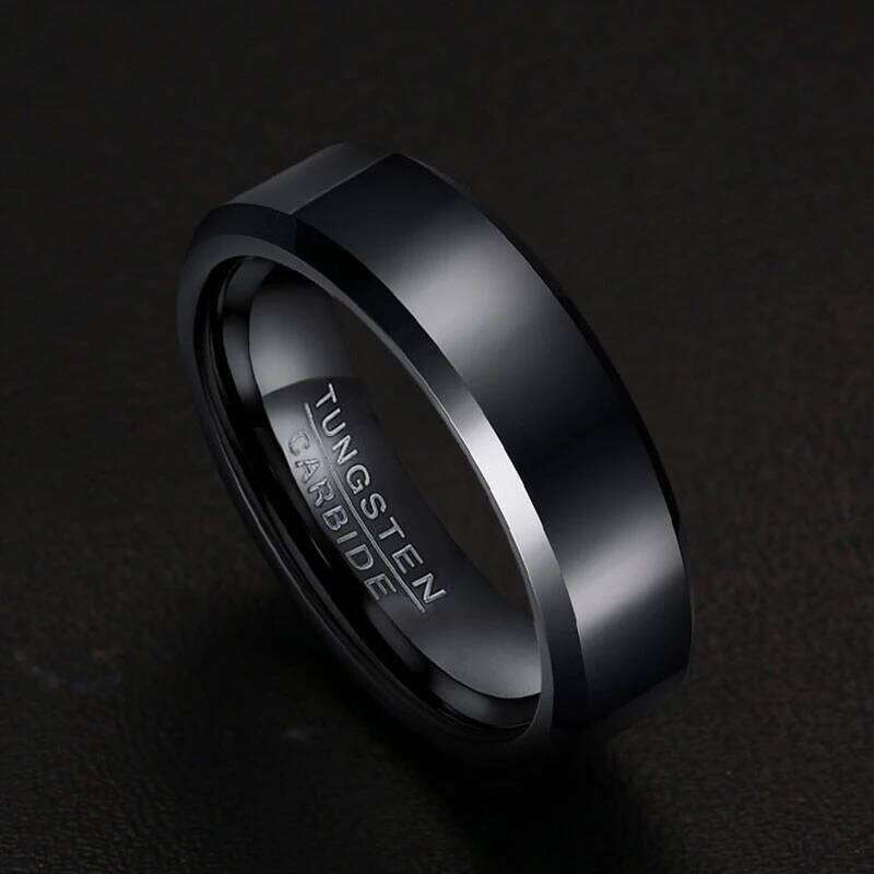 Vnox Black Tungsten Carbide Men's Wedding Engagement Ring for Man Jewelry 6mm Wide Anillos H260312