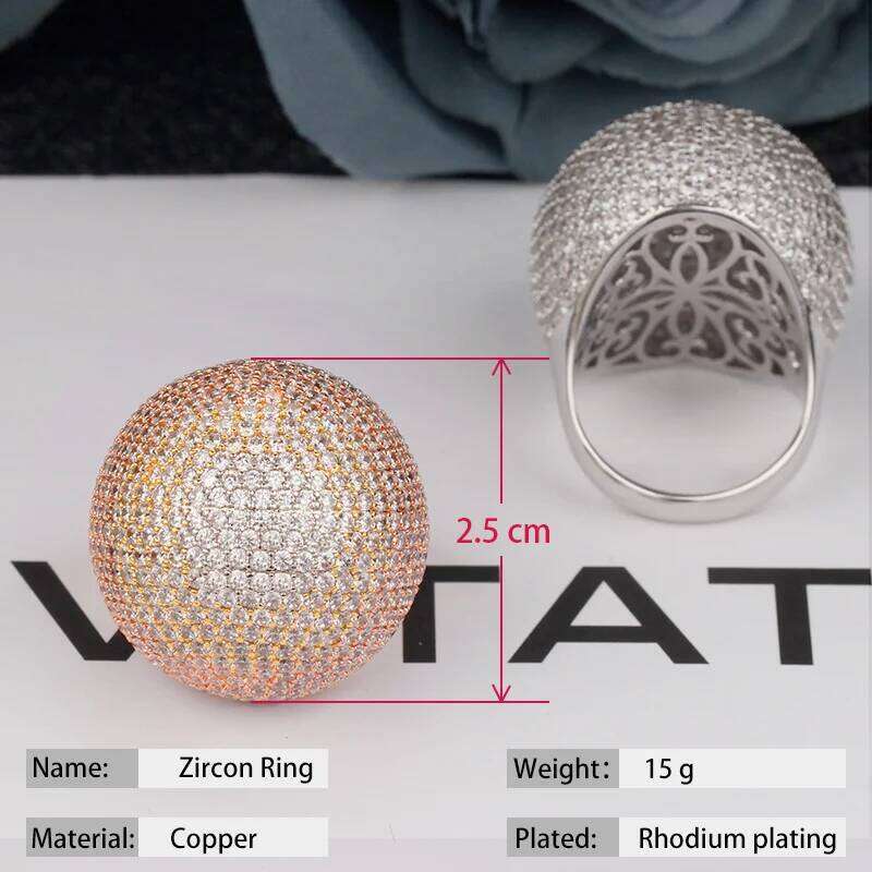 Bride Talk Full Shiny Women Ring Cubic Zirconia Luxury Charming Dubai Bridal Jewelry For Wedding Big Finger Rings High Quality H260312