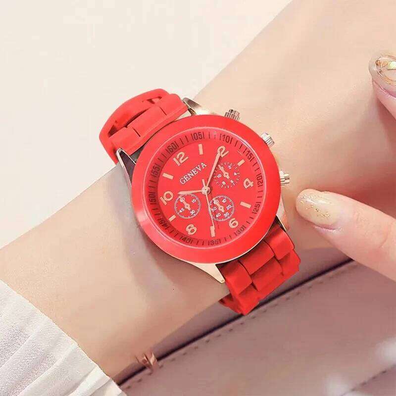 Reloj Mujer Fashion Women Watches Elegant Red Silicone Quartz Watch Luxury Ladies Clock Gift for Girls Relogio Feminino