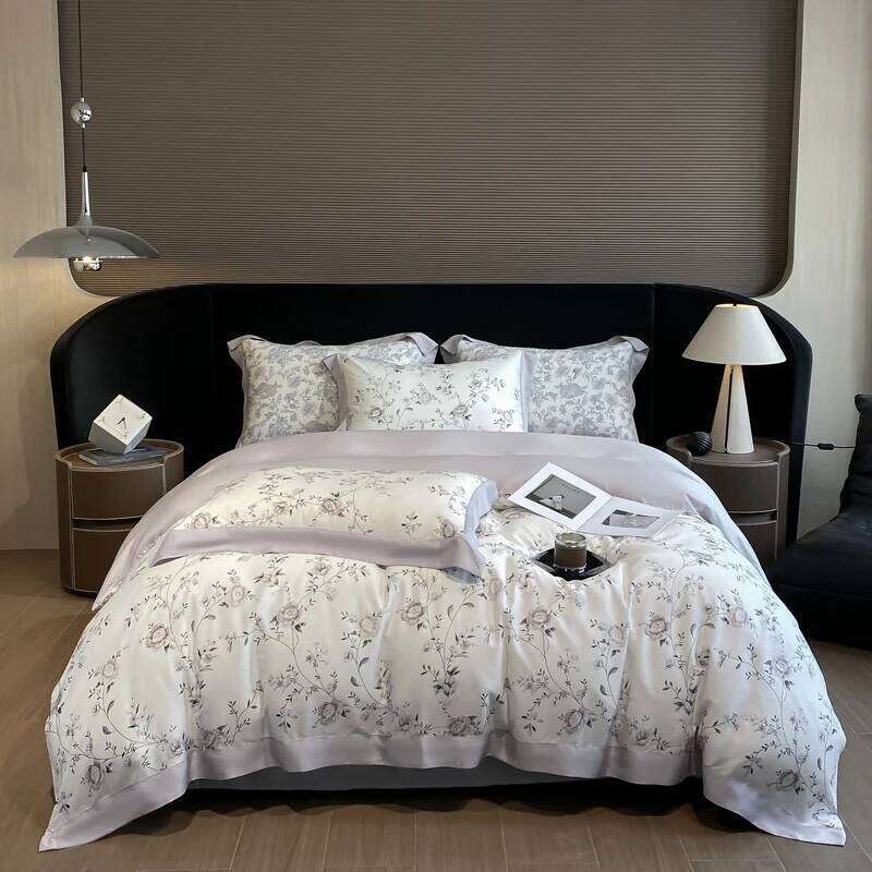 Digital Printing Flowers and Plants Bedding Set Lyocell Eucalyptus Fiber Soft Silky Duvet Cover Bed Sheet Pillowcase 4Pcs H260312