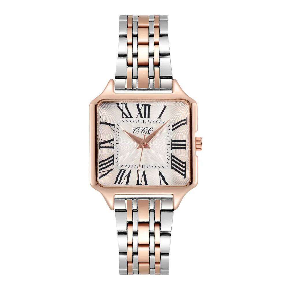 Women's Fashion Roman Design Square Watches Room Gold Alloy Strap Luxury Ladies Quartz Wristwatches Qualities Female Clock