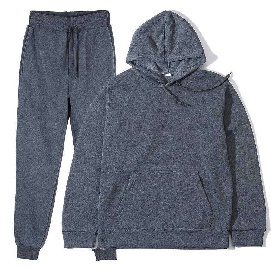 Autumn and Winter New Solid Color Hoodie+pants Two-piece Fashionable Casual Sports Set Size S-3XL Men's Tracksuit