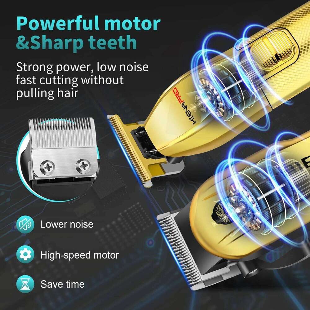 HIENA Professional Gold Hair & Trimmer Kit for Men, Cordless Barber Clippers with Digital Display, 240 Min Runtime C260312
