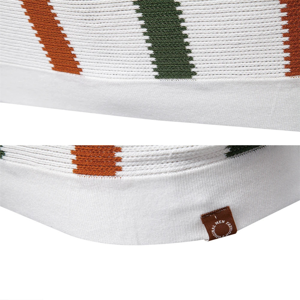 summer mens short-sleeved striped knitted POLO shirt with hollow-out and breathable mesh fabric 260311