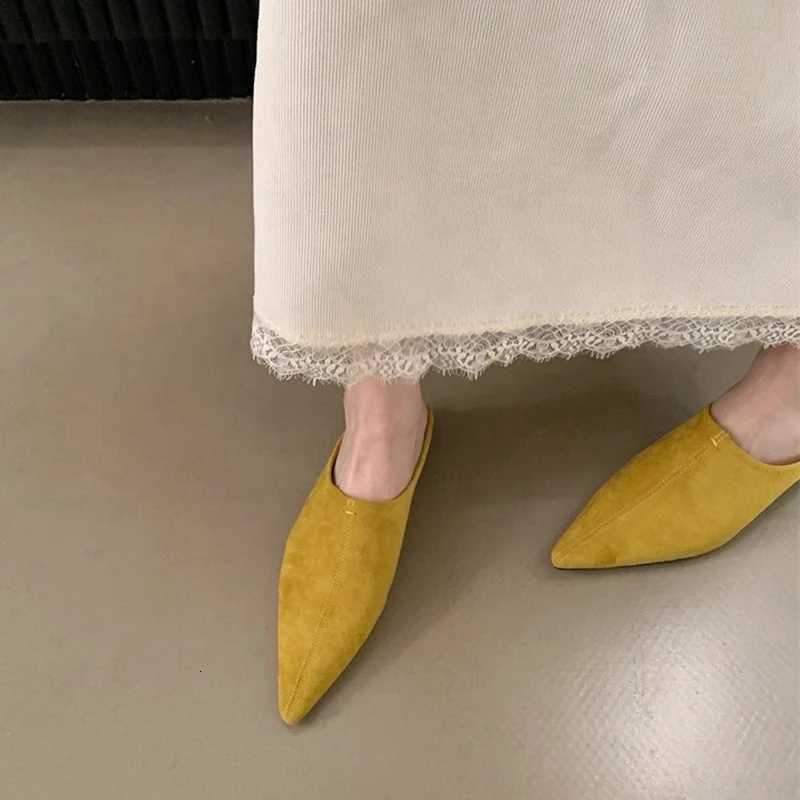 SUOJIALUN 2026 Spring New Pointed Toe Slipper Fashion Low Heel Slip On Mules Shoes Ladies Elegant Outdoor Sandals Shoes K260312