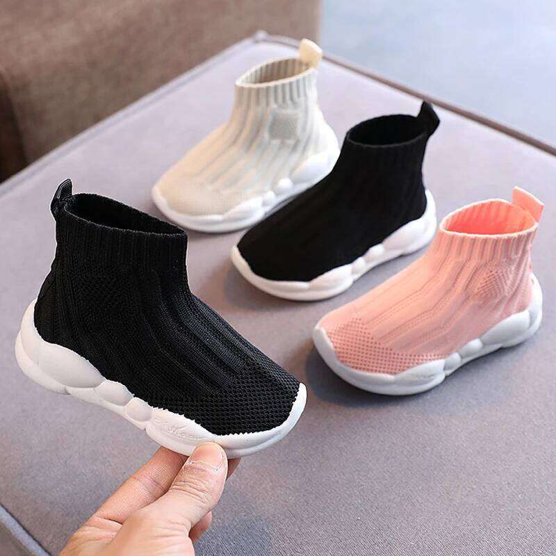 Kids Knitted Fashion High Top for Boys Girls Casual Sport Sock Sneakers 2-6 Years Children Tennis Shoes H260312
