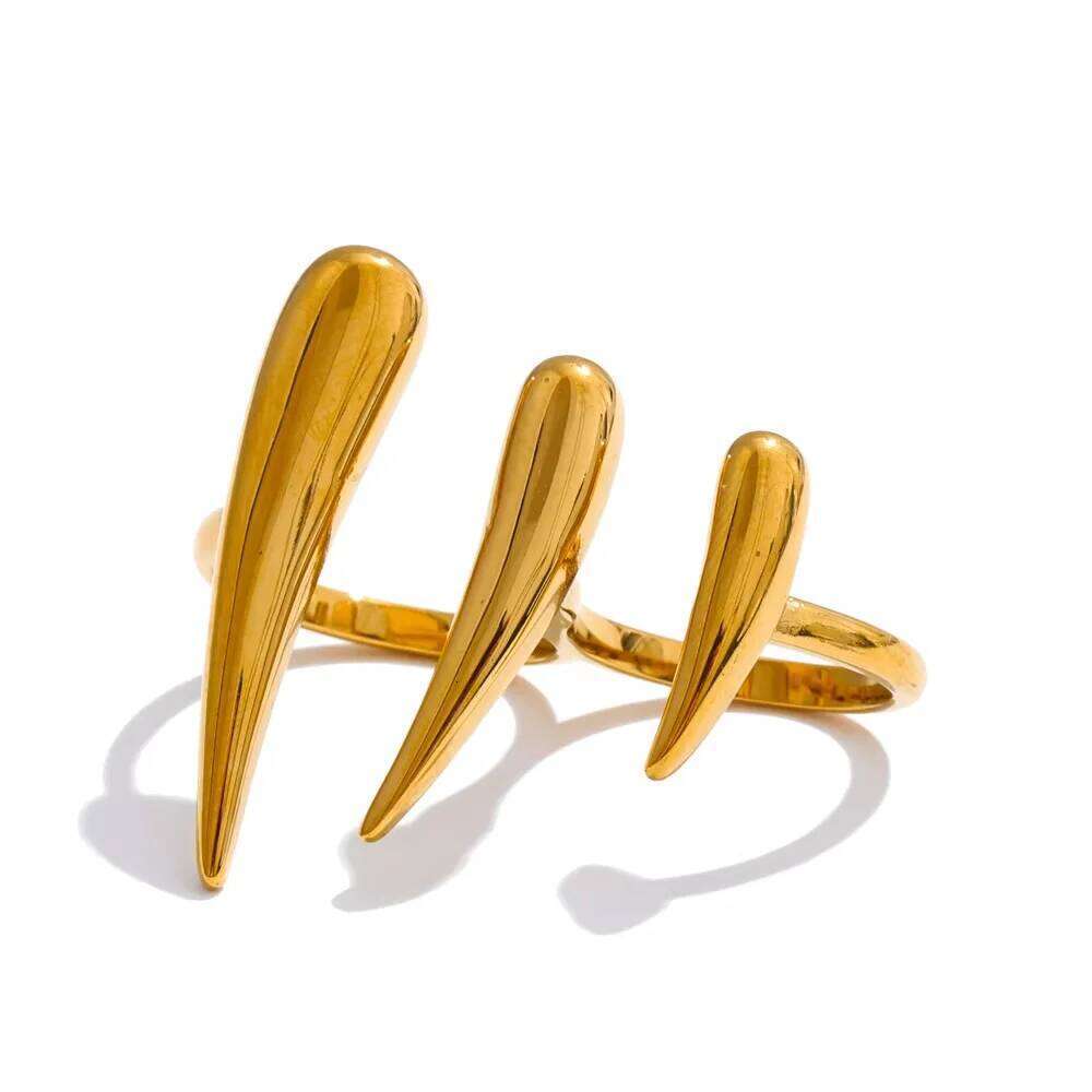 XIANING Stylish Unique Design Stainless Steel Metal Double Finger Geometric Ring Distinctive Rust Proof Minimalist Jewelry H260312