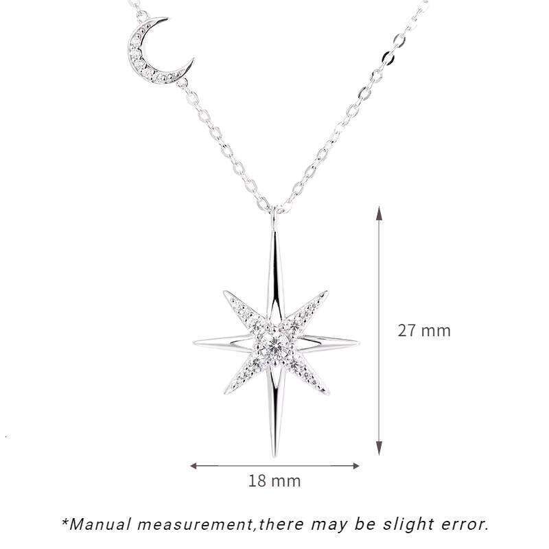 Jewelry Sterling Sier Pyroxene Starburst North Star Pendant Necklace for Women with Rhodium Plating