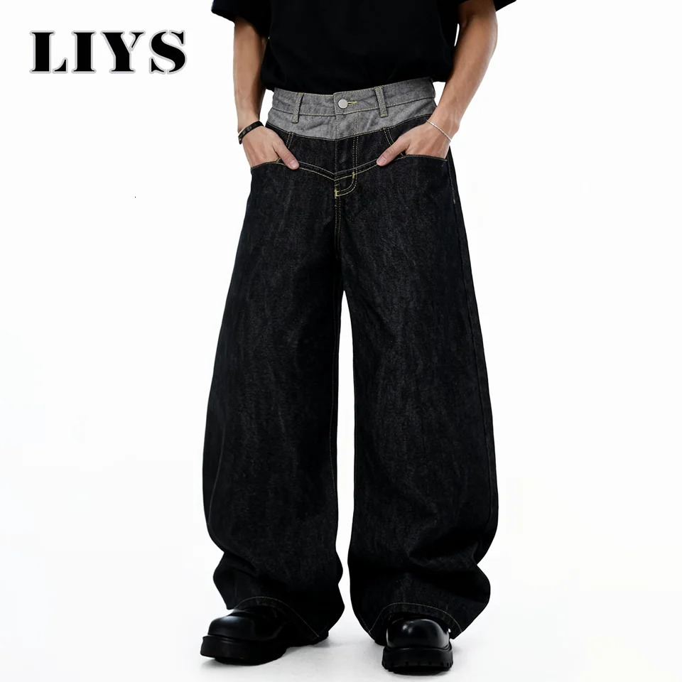 Mens Retro Double Waist n Baggy Wide Leg Jeans Street n Denim Pants Gothic loose Machete Wide Leg Jean Unisex Clothes 260310