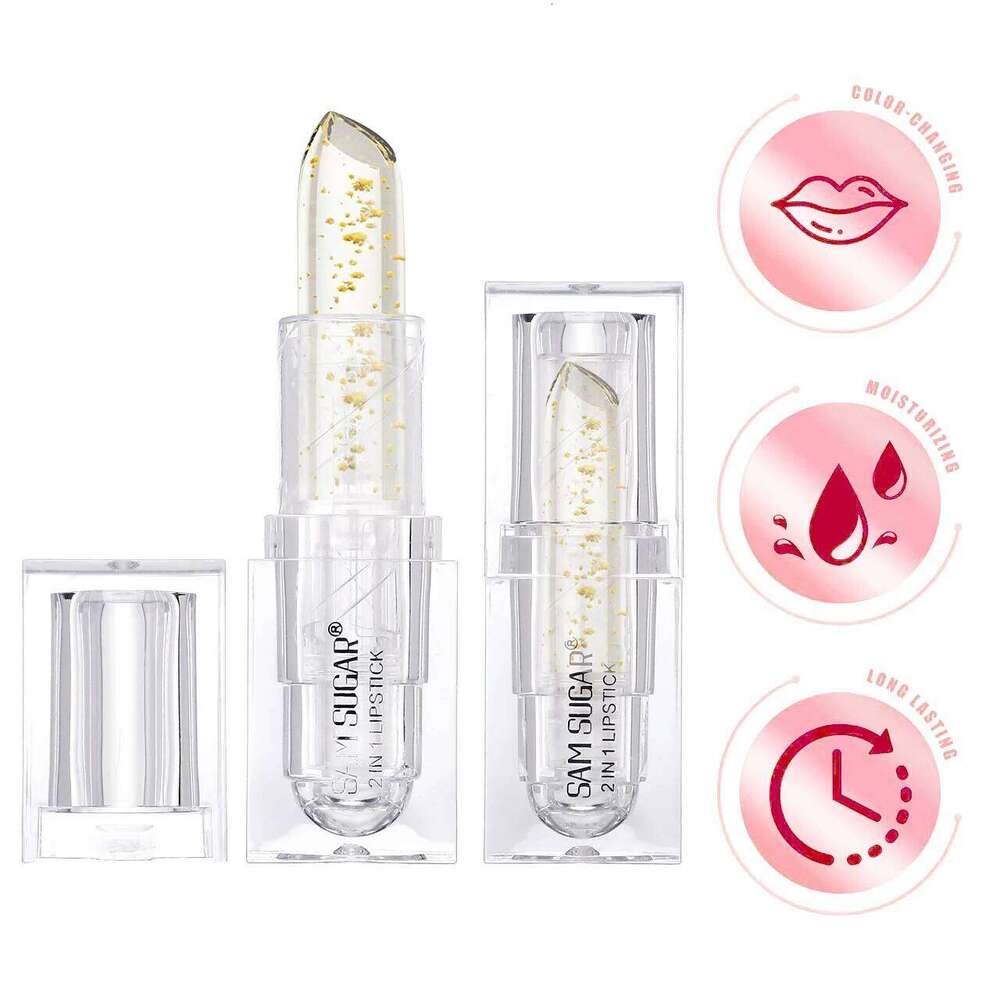 SAM SUGAR 3 Color Temperature Change Easy to Apply Long-lasting Moisturizing Transparent Gold Foil Lipstick W260311