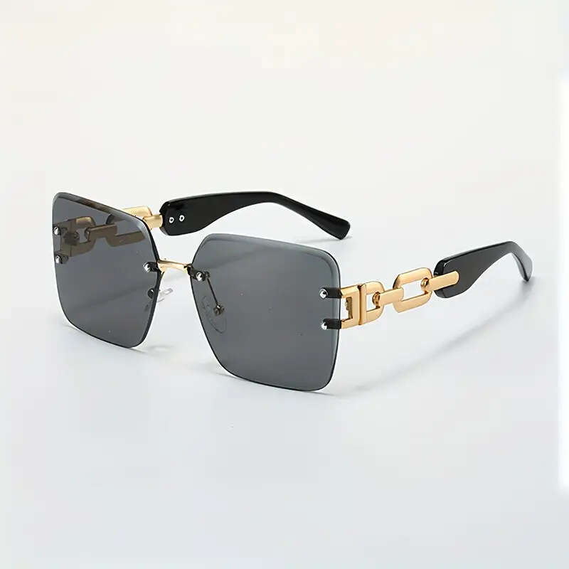 New Square Frameless Cut-Edge Suglasses Cross-Border Europea America Me Ad Wome, Suitable For Drivig, Su Protectio, Outdoor Use, Tredy With Metal