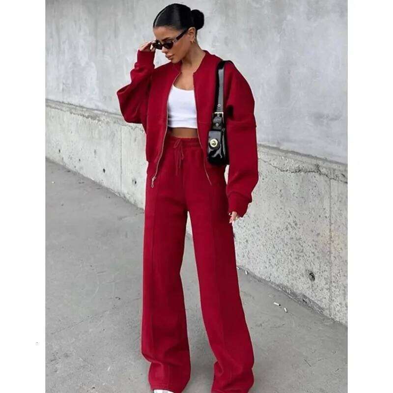 Casual Pants Suit 2025 Autumn Winter Cardigan Sweatshirts Sports Women Fashion Street Long-sleeved Jacket Trousers Two-piece Set C260312