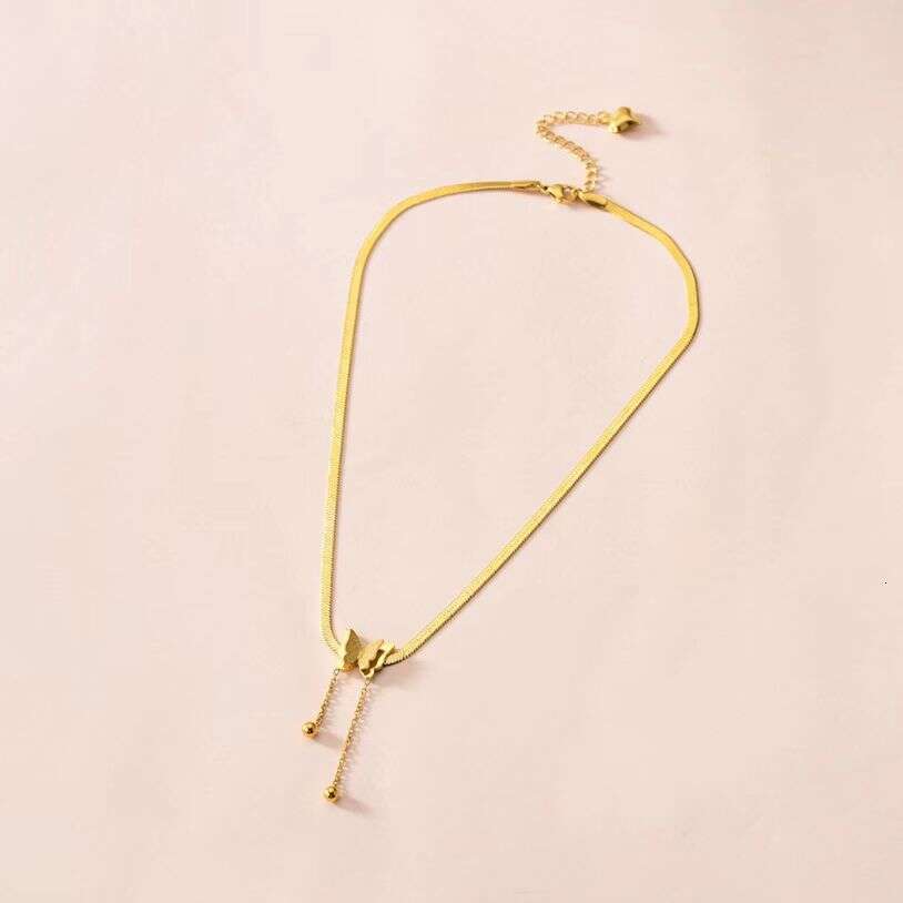 Butterfly Tassel 2025 New Model For Women In Titanium Steel Gold Versatile Snake Bone Chain Clavicle Necklace