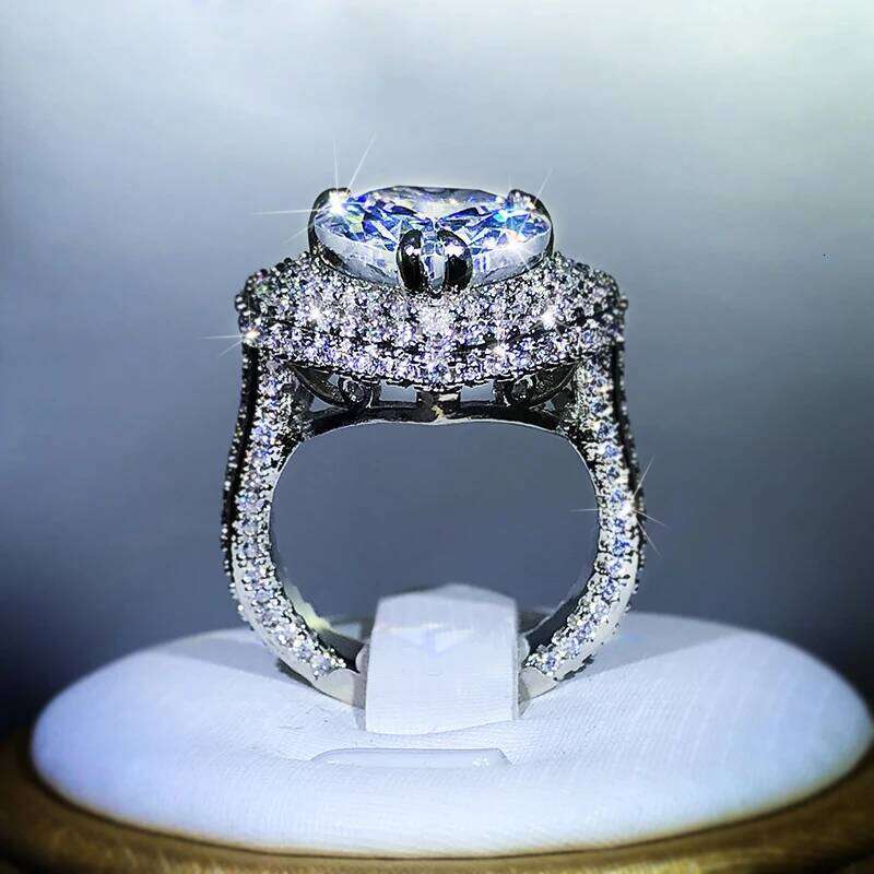 925 Silver Romantic Female Heart-shaped Austrian Crystal Big White Zircon Wedding Rings For Women Valentine's Day s H260312