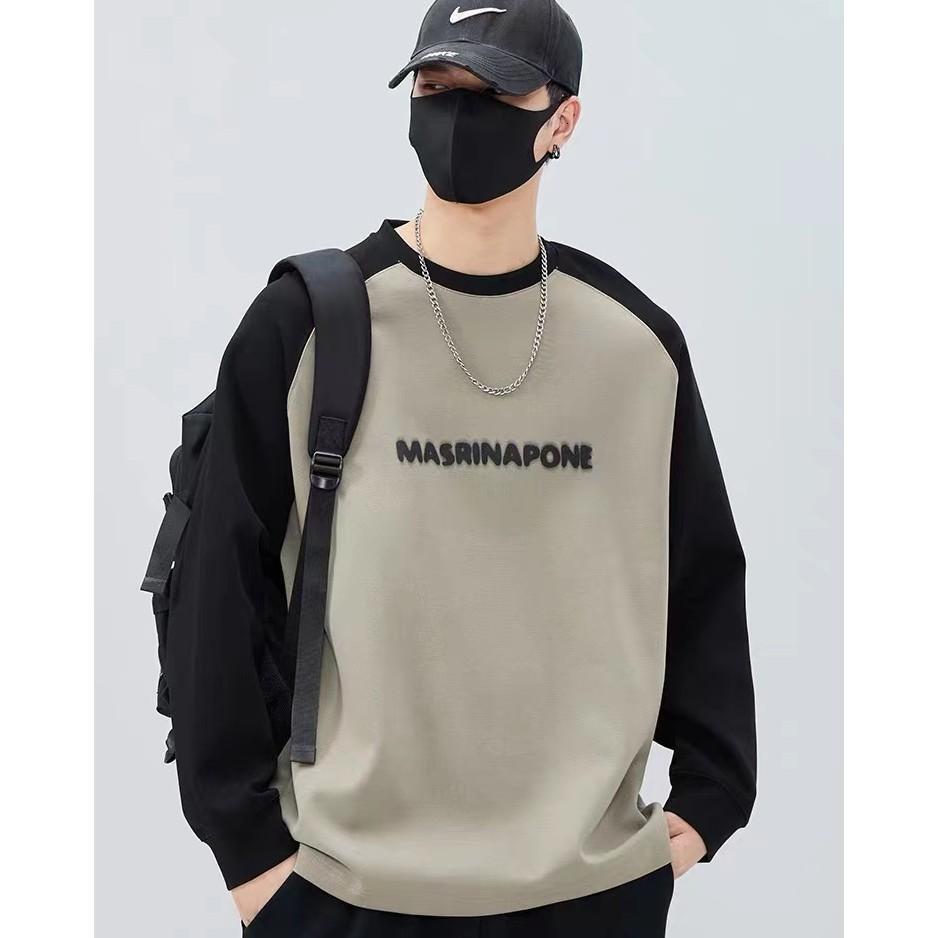 Raglan Sleeve Autumn Designer Hoodie And Winter Patchwork Raglan Sleeve Flocked Youthful Trendy Letter Simple Unisex Sweatshirt