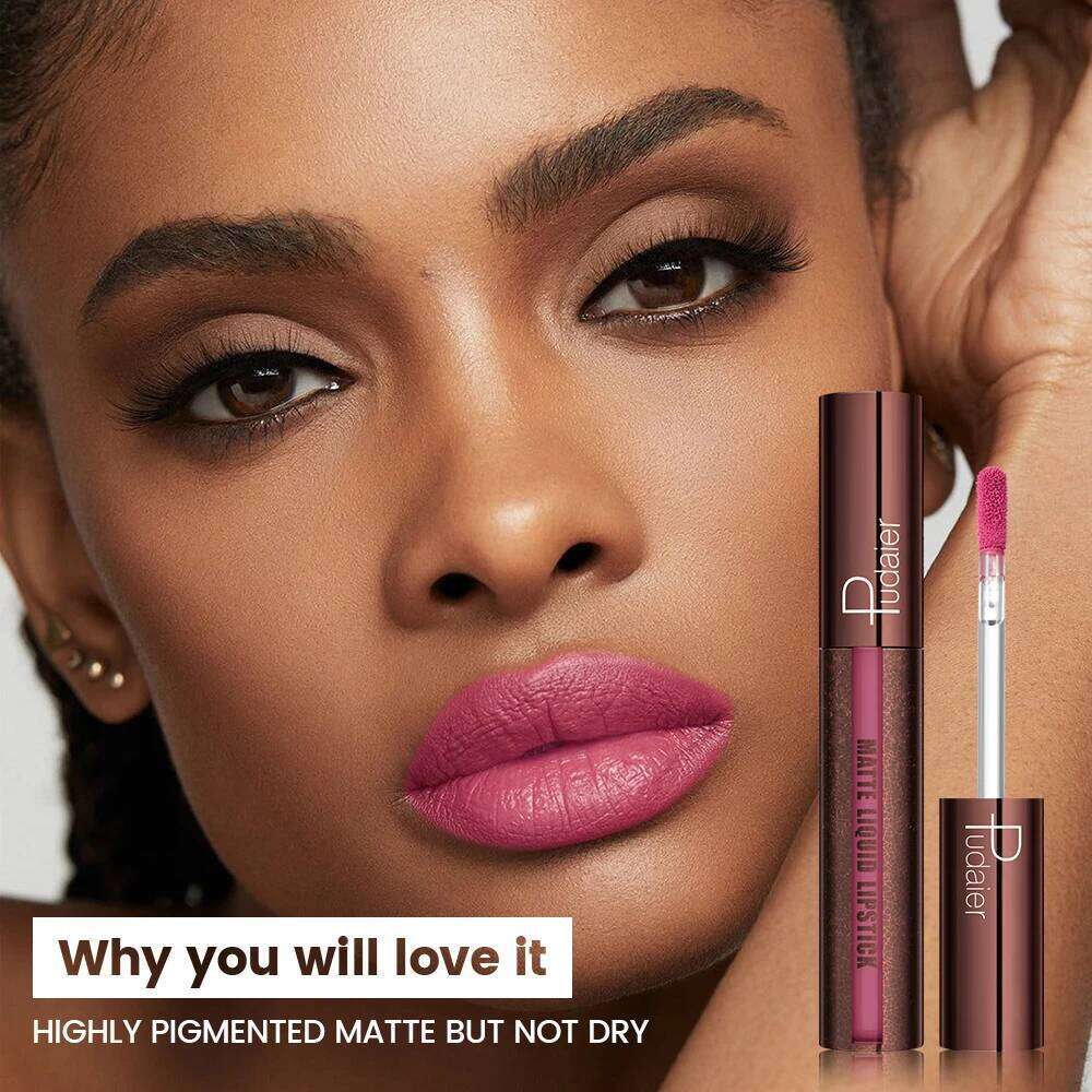 Pudaier Velvet Matte Liquid Lipstick Waterproof & Transfer-Proof Gloss Long Lasting Lip Stain 5 Shades | Kiss Proof, N W260311