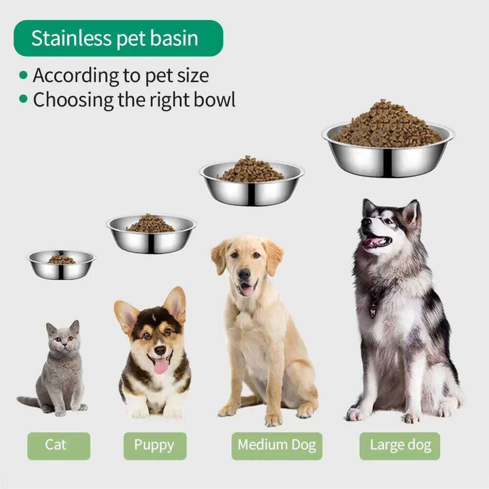 Large Capacity Stainless Steel Pet Feeding Bowls Cat Dog Food Drinking Metal Feeder Bowl Durable and Cheap 26Y0312