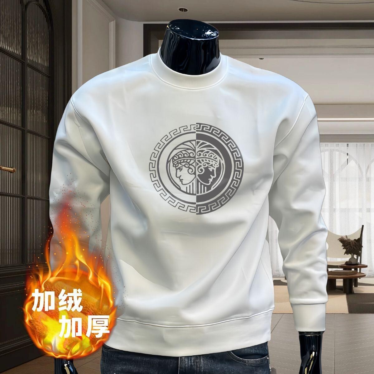 Trendy Round-neck Pullover Swetshirt For Men Utumn Designer Hoodie Nd Winter Fshion Printed Csul Top Long-sleeved Fleece-lined Bse Shirt