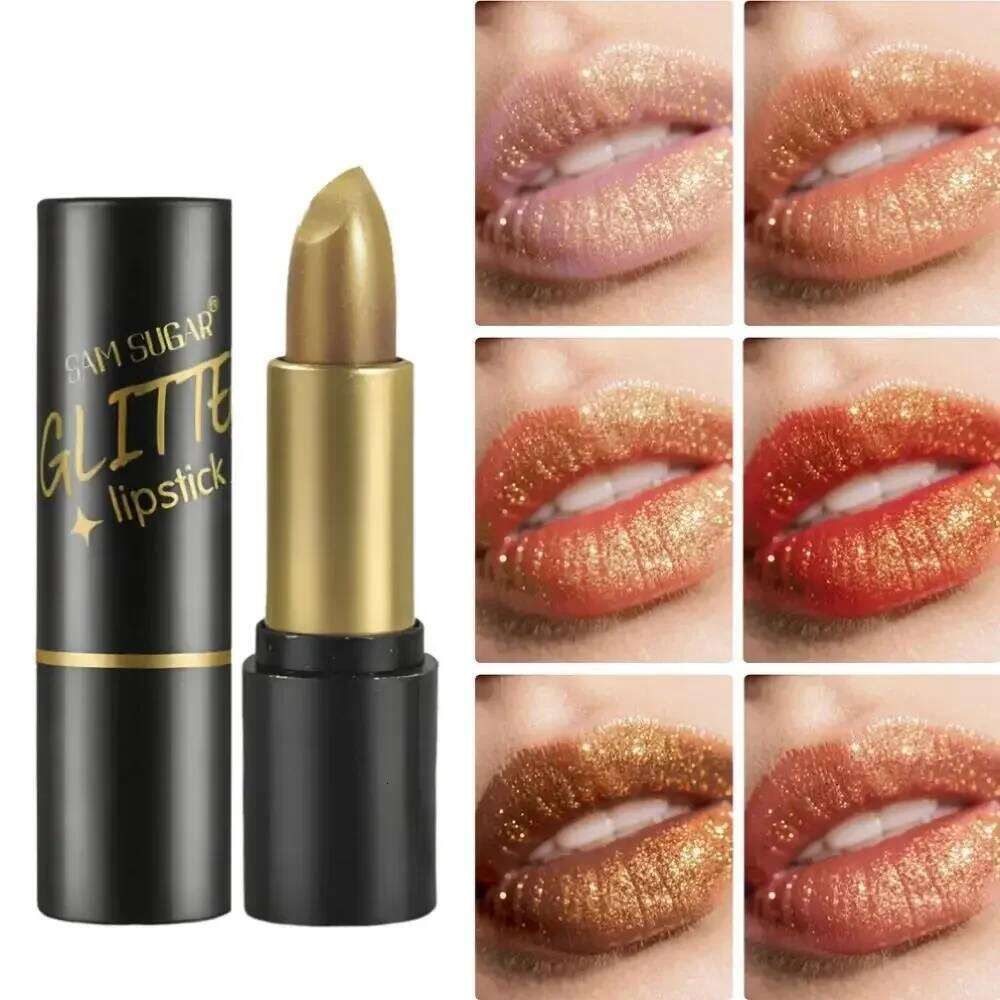 New Shimmer Metallic Lipstick Set Waterproof Glitter Diamond High Pigment Sparkling Pearl Lip Gloss Long Lasting Makeup W260311