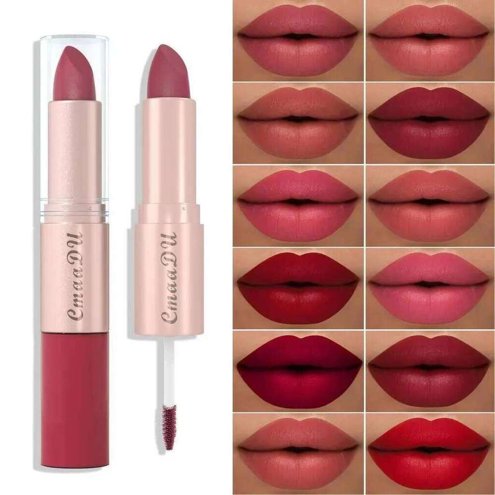 3 Pcs Long-Lasting Lipstick Lip Gloss Set-Double Headed Design for Natural Non-Fading Waterproof Non-stick Cup Exquisite Gift W260311