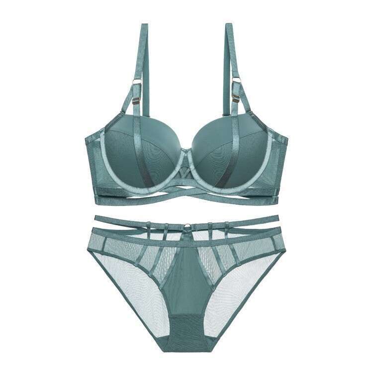 Women Modern Structured Bra Set with Criss-Cross Straps and Matching Panty Elegant Underwire Lingerie for Everyday Wear or Light Activity