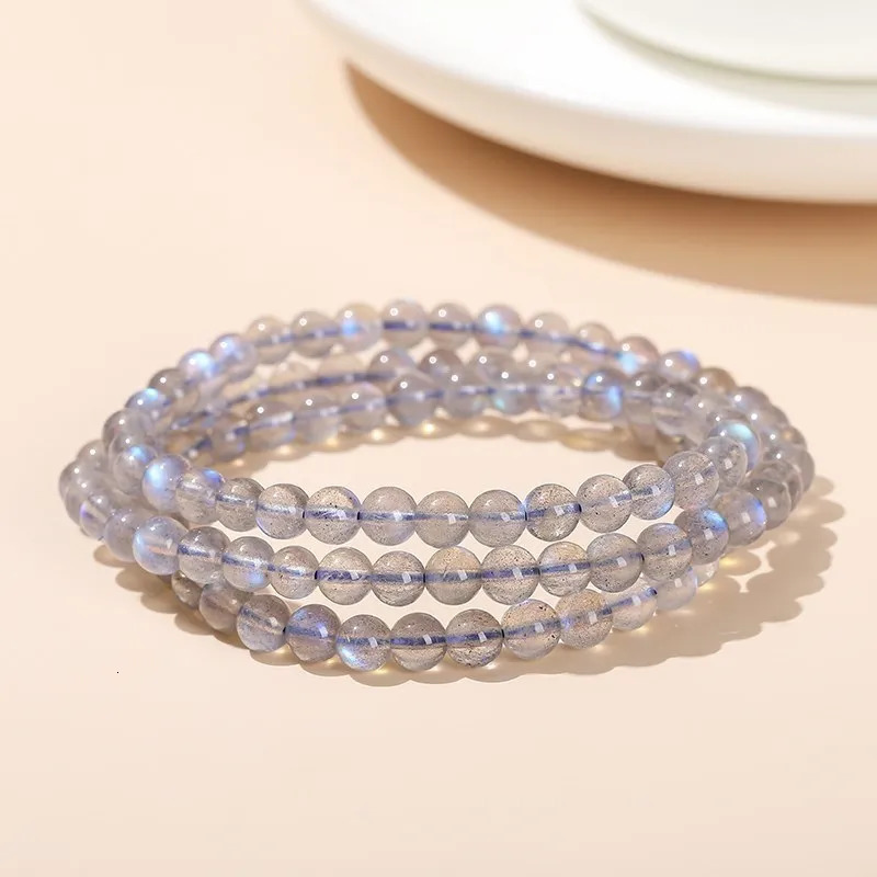 JD 7A Top Natural Blue Light Gray Moonstone Small Bead 3 Layer Strand Bracelets Women Men Charm Labradorite Handmade Bangles 260302