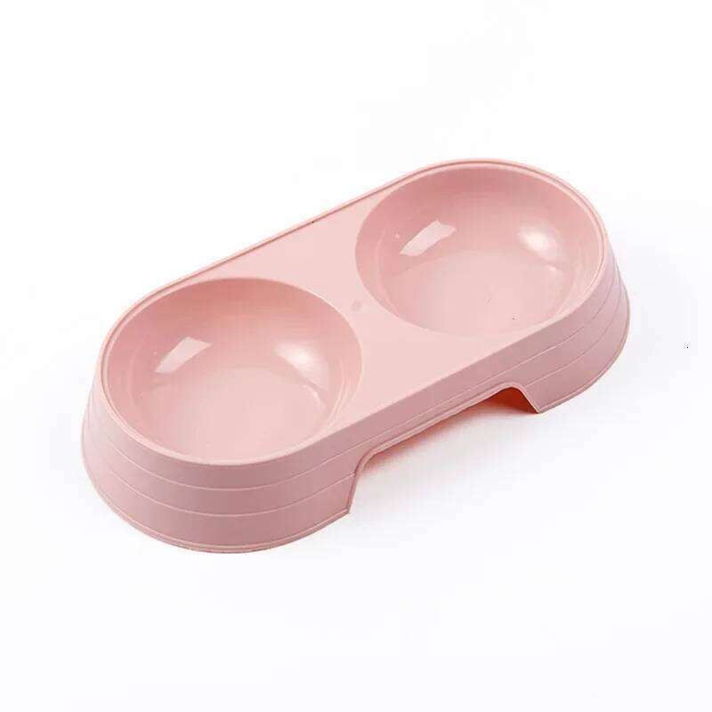 Dogs and Cats Macarons Plastic Double Pet Bowl Drinking Water Feeding 26Y0312