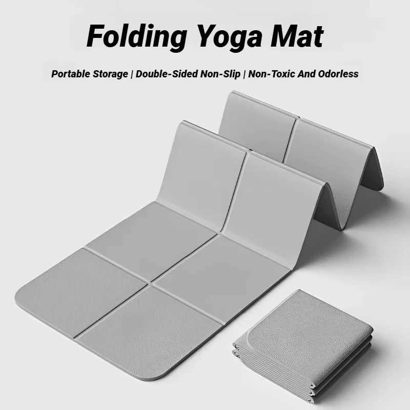 Foldable TPE Yoga Mat Eco Friendly Double Sided Non-slip Folding Travel Fitness Mat for Yoga Pilates Floor Workouts M260312