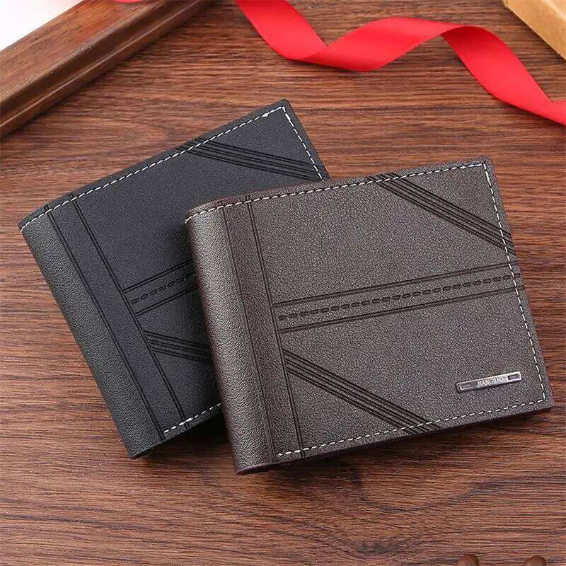 Men's Mens Short Youth Fashion Horizontal Soft Leather Business Credit ID Card Holder Wallet Billfold Purse