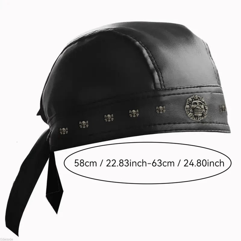 Black Leather Skull Bandana Motorcycle Helmet Edgy Halloween Gift for Urban Biker Cosplay 260304