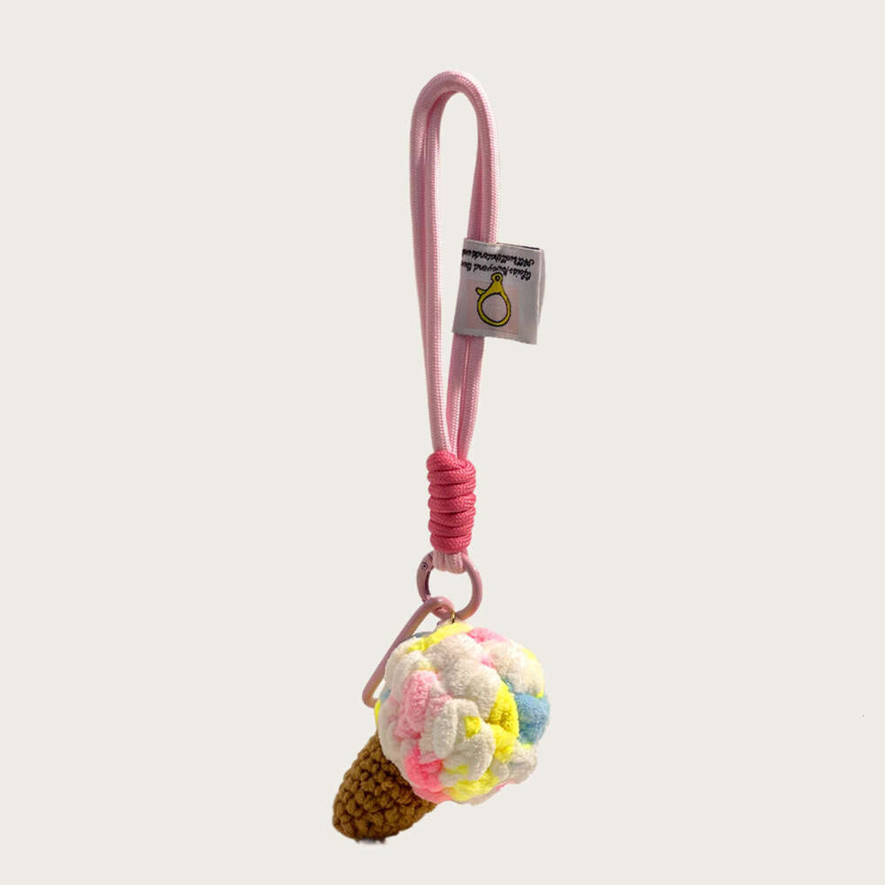 Unique hand-woven ice cream plush keychain, bag pendant, car decoration, new model wholesale