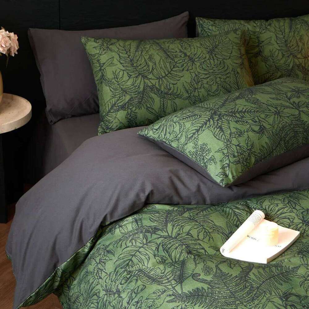 Linen Sheets French-style Retro Pure Cotton Brushed Four-piece Set Bedding Bed Sheet Green Duvet Cover H260312