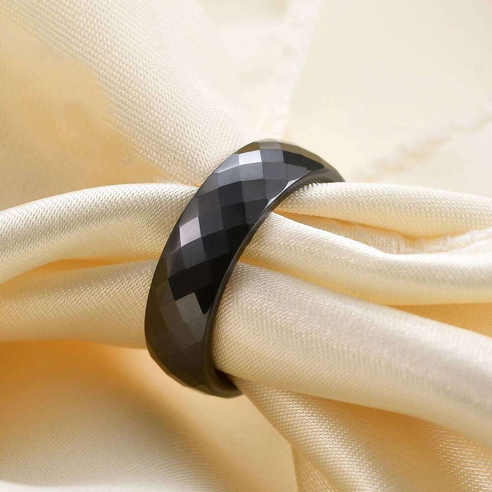 VQYSKO Trendy Black & White Color Cutting Ceramics Jewelry Classic Wedding Engagement Rings For Women Anneaux Anillos H260312