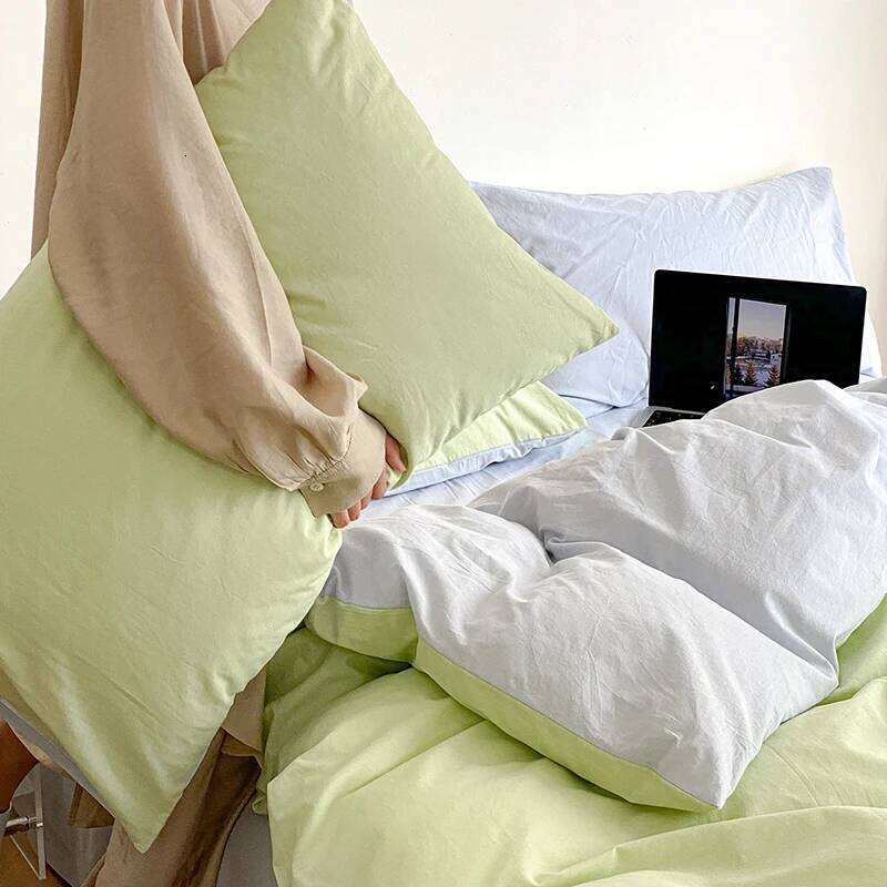 3pcs Skin Friendly 100% Cotton Duvet Set Soft Comfortable Bed Sets Customizable Sizes Solid Color Comforter Cover No Sheet