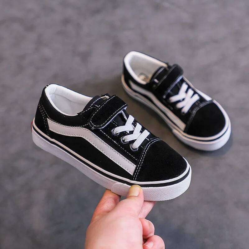Children Spring Autumn Casual Soft Baseplate Girls Canvas Boys Fashion Cloth Shoes Striped Velcro Neutrral Low Top H260312