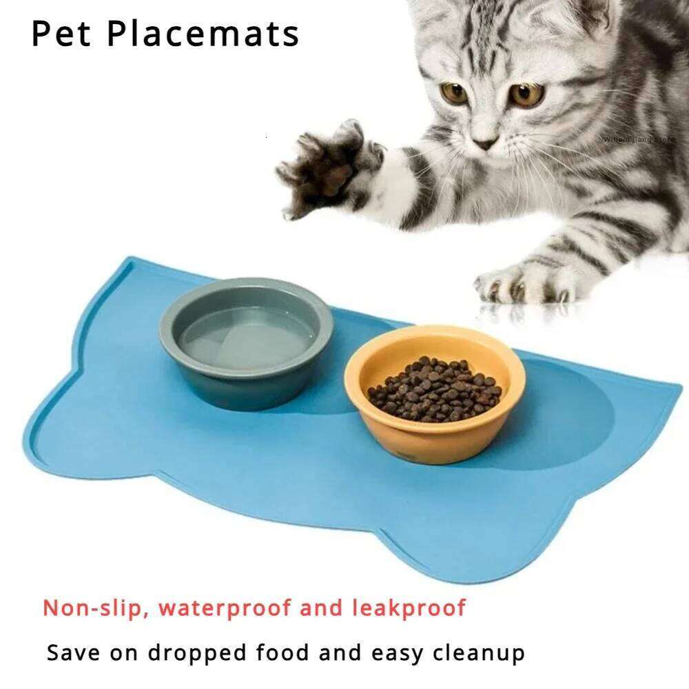 Non-slip For Dogs Water Feeding Dog Accessories Waterproof Watering Supplies Silicone Food Mat Pet Cats Feeders Pets Products 26Y0312