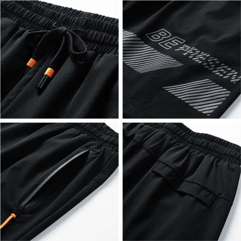 Men Shorts Ice Silk Stretch Pants 6XL 7XL 8XL Plus Size Summer Beach Quick Dry Breathable Sport Trousers Running Black 260228