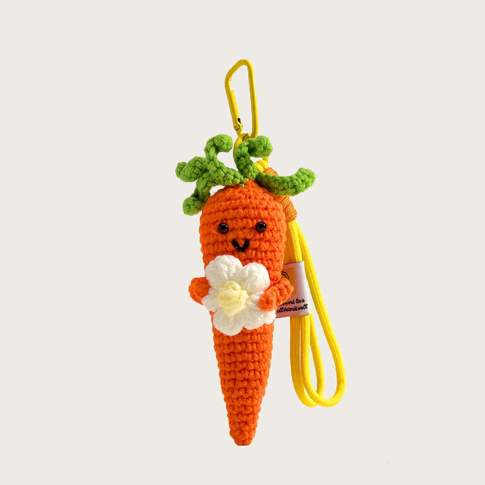 Cute Carrot Broccoli Vegetable Bag Pendant Handmade Knitted Keychain Doll Small Ornament Creative Gift