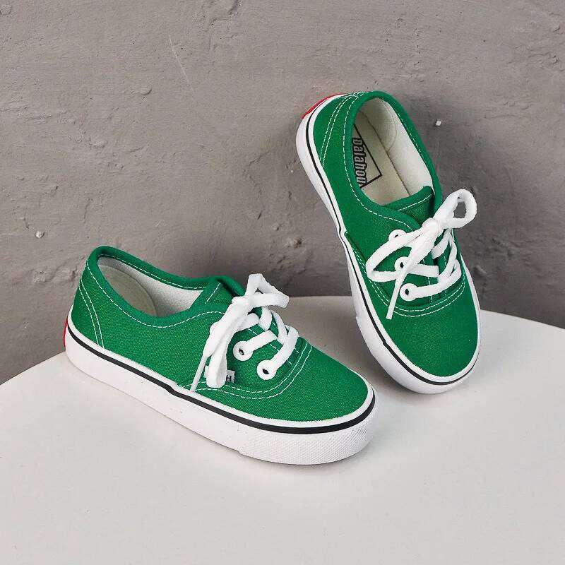 Children Lace Up Casual Kids Soft Bottom Lightweight Comfort Flat Board Toddler Breathable Fashion Canvas Shoes H260312