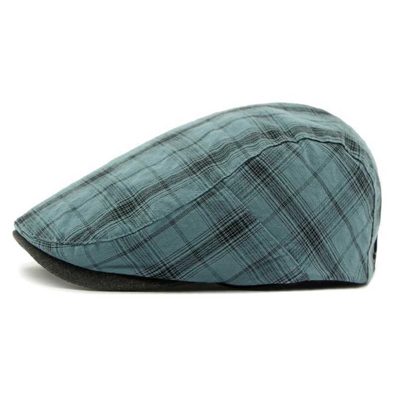 New Summer Thin Beret Fashion Men Vintage Plaid Cotton Linen Visor Flat Caps For Women Berets Boina Casual Female H260312 - view 6