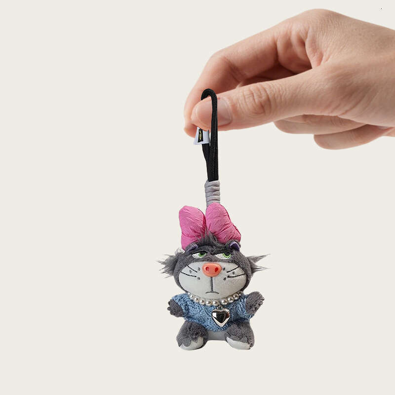 New bow-tie Lucifer cat bag and backpack pendant, plush toy keychain for girls
