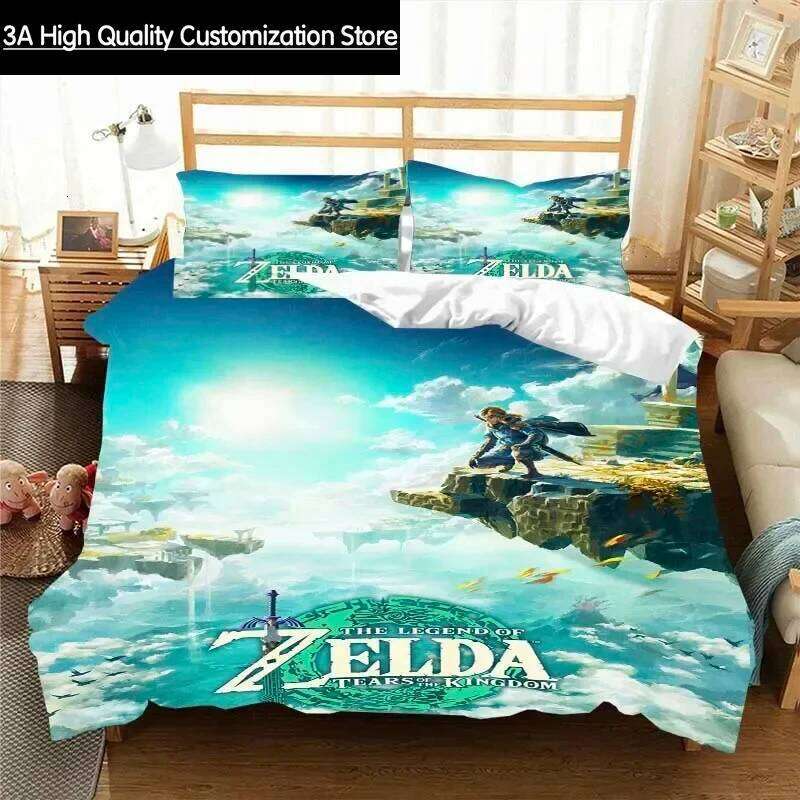 Z-Zelda Pattern Quilt Pillowcase Two or Three Piece Multi Size Comforter Set Duvet Cover Bedding Sets