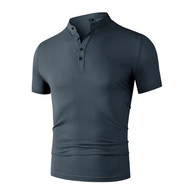 Mens Business Casual Short Sleeved Bone Flower Solid Color POLO Shirt Fashion Breathable Comfortable Summer Versatile Top 260311