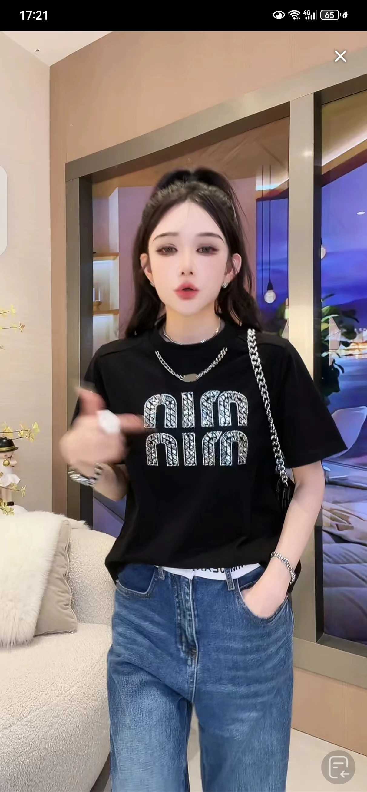 2024 Summer New Fashion Versatile Hot Diamond Short sleeved T-shirt Top for WomenT260312