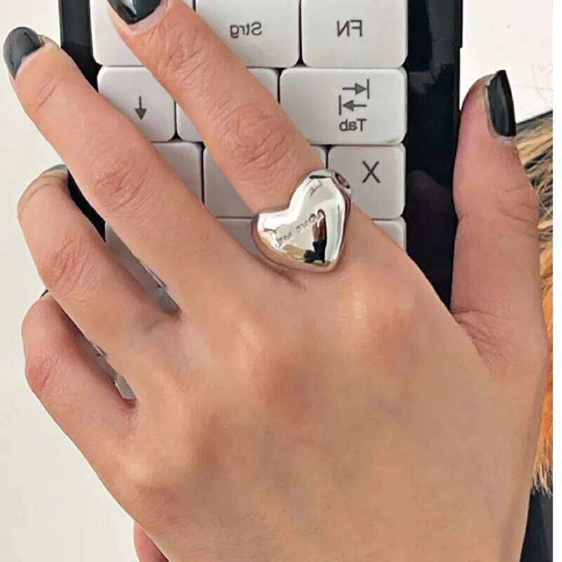 FOXANRY Silver Color Rings for Women Accessories New Trendy Elegant Simple Smooth Heart Party Jewelry Birthday Gifts H260312