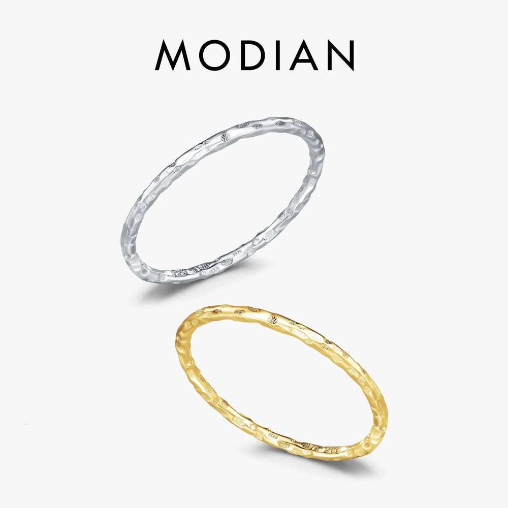 MODIAN 925 Sterling Silver Simple Tinfoil Design Style Stackable Trendy Finger Ring Charm Gold Color Jewelry For Women Gifts H260312