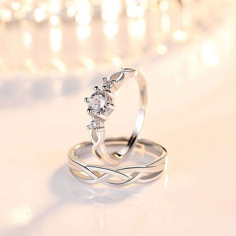 Lady's 925 Sterling Silver Fashion Jewelry New Crystal Zircon Couple Rings For Men XY0348 W260311