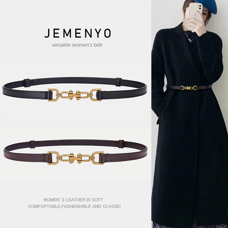 Slim Waist Fashion Buckle Women's Skirt Coat Designer Genuine Leather All-Match High Quality Luxury Jeans Belt
